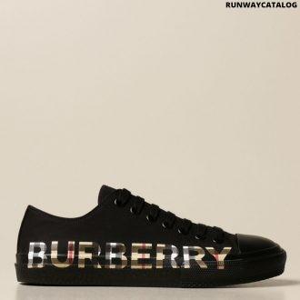 burberry black contrast logo print sneakers