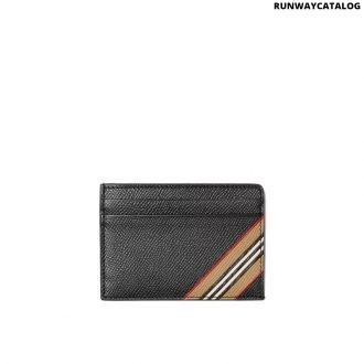 burberry icon stripe print grainy leather card case