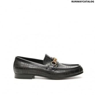 burberry loafer with perforated check pattern