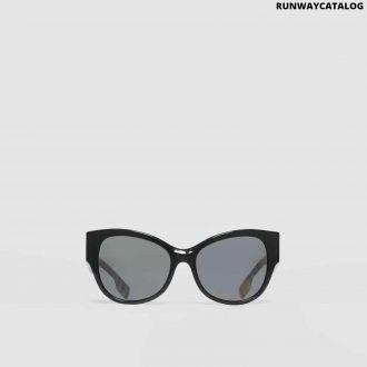 burberry vintage check detail butterfly frame sunglasses
