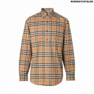 burberry button-down collar vintage check cotton shirt