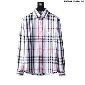 burberry check cotton poplin shirt in white