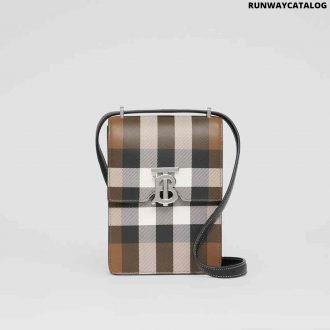 burberry check print leather robin bag