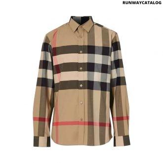 burberry check stretch cotton poplin shirt