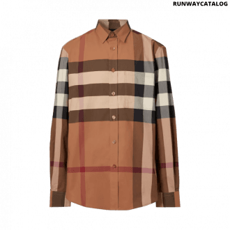 burberry check stretch cotton poplin shirt