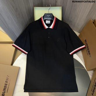 burberry collar cotton polo shirt black