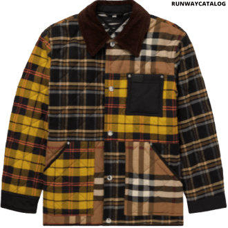 burberry corduroy and nylon-trimmed patchwork cotton-flannel overshirt