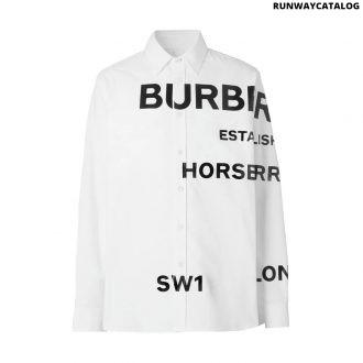 burberry horseferry print cotton oxford oversized shirt