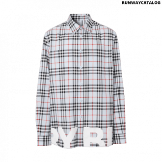 burberry logo print vintage check cotton oversized shirt