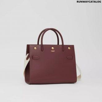 burberry medium leather two-handle title bag