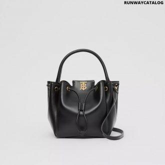 burberry monogram motif leather bucket bag