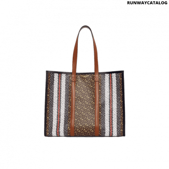 burberry monogram stripe e-canvas tote bag