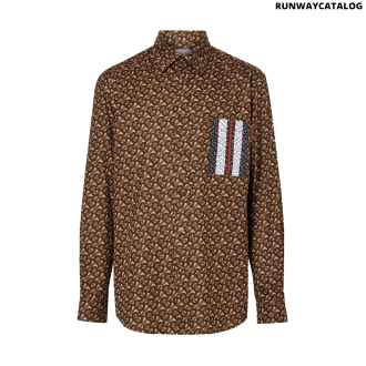 burberry monogram stripe print cotton shirt