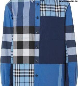 burberry multi-panel check-print shirt