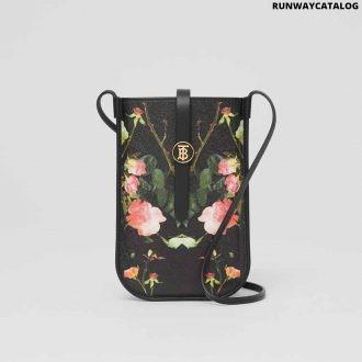 burberry rose print e-canvas phone case with strap