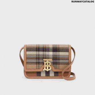 burberry small tartan wool and leather tb bag