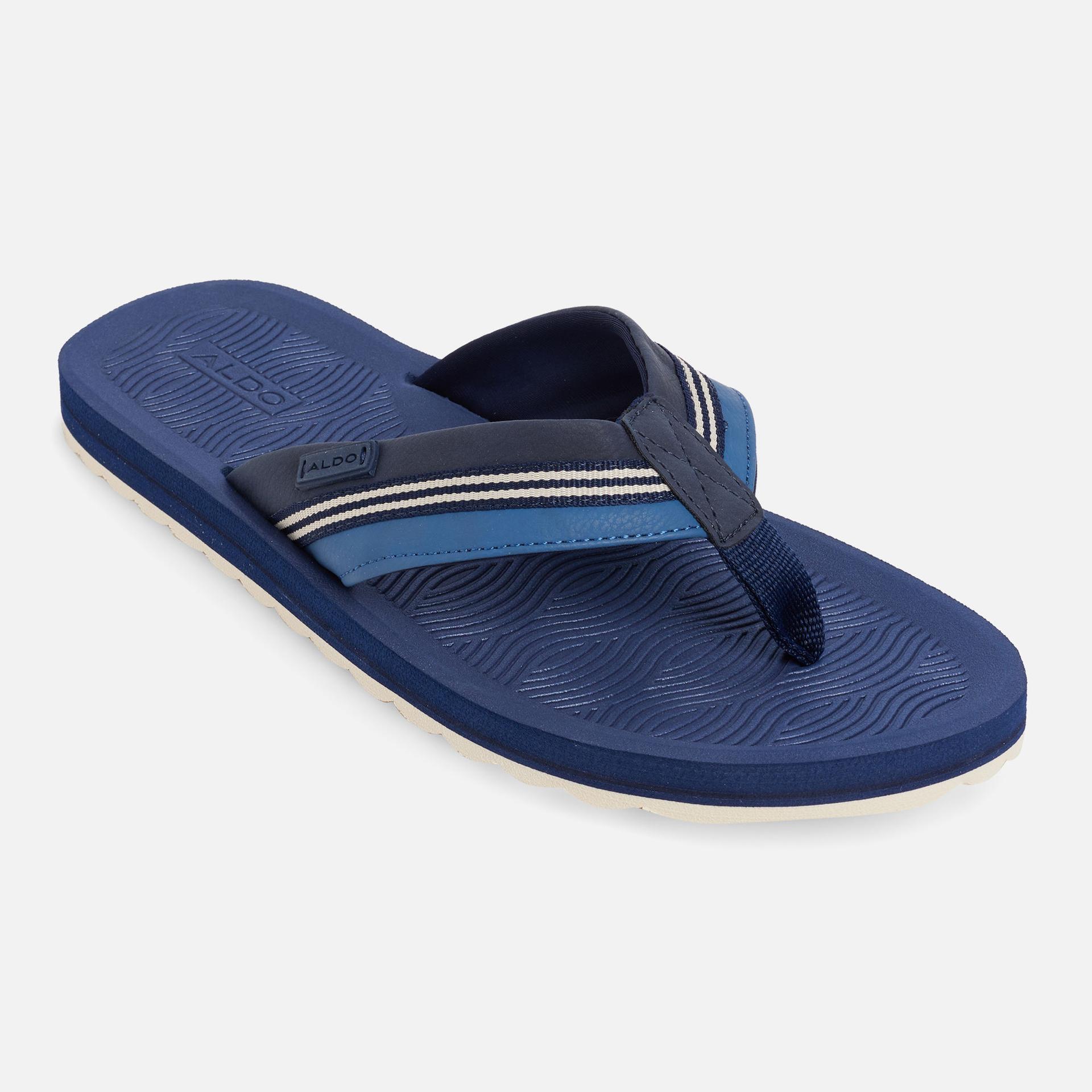 burges synthetic navy solid thong flipflops