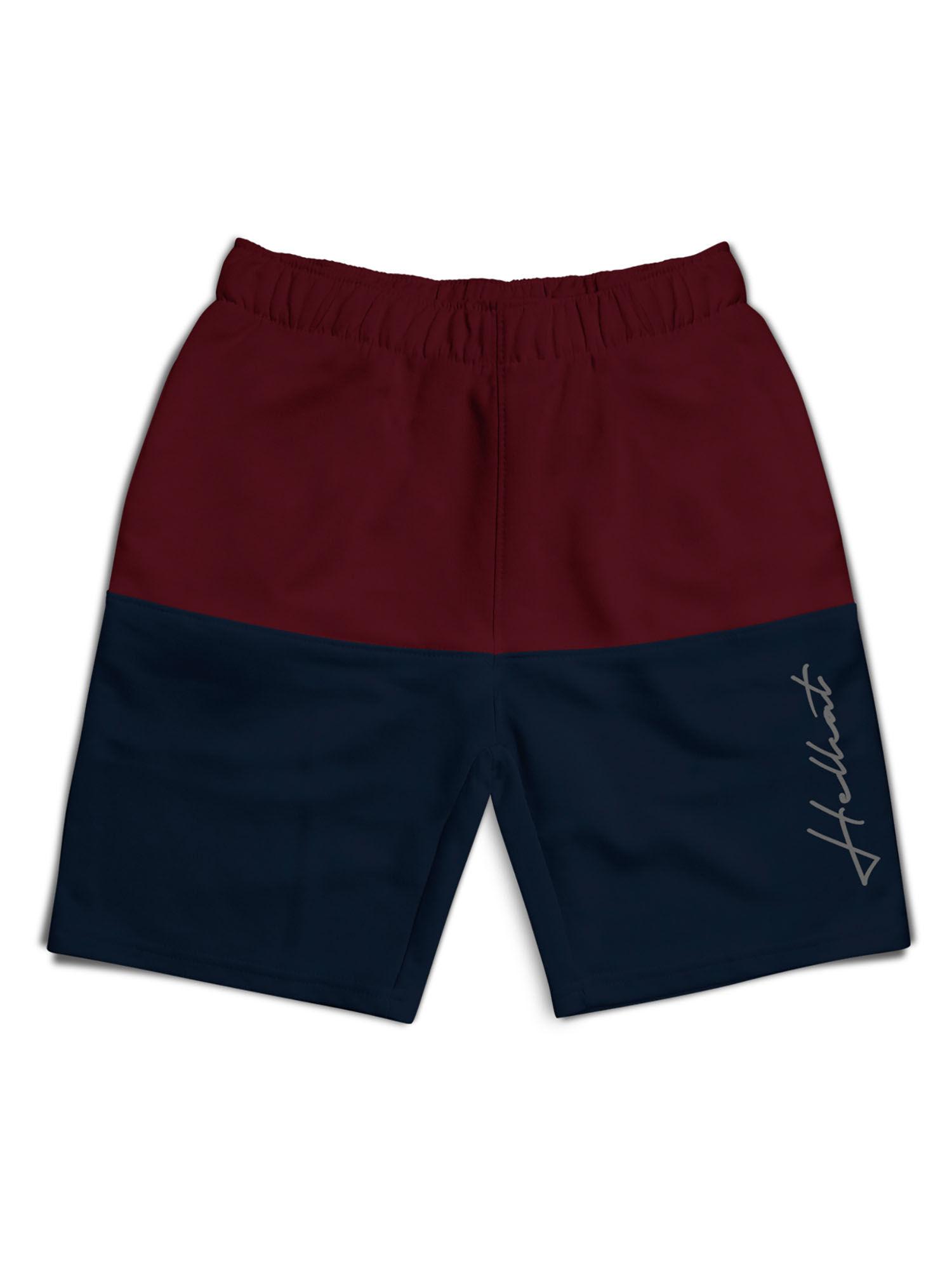 burgundy-colorblocked-mid-rise-shorts-for-boys