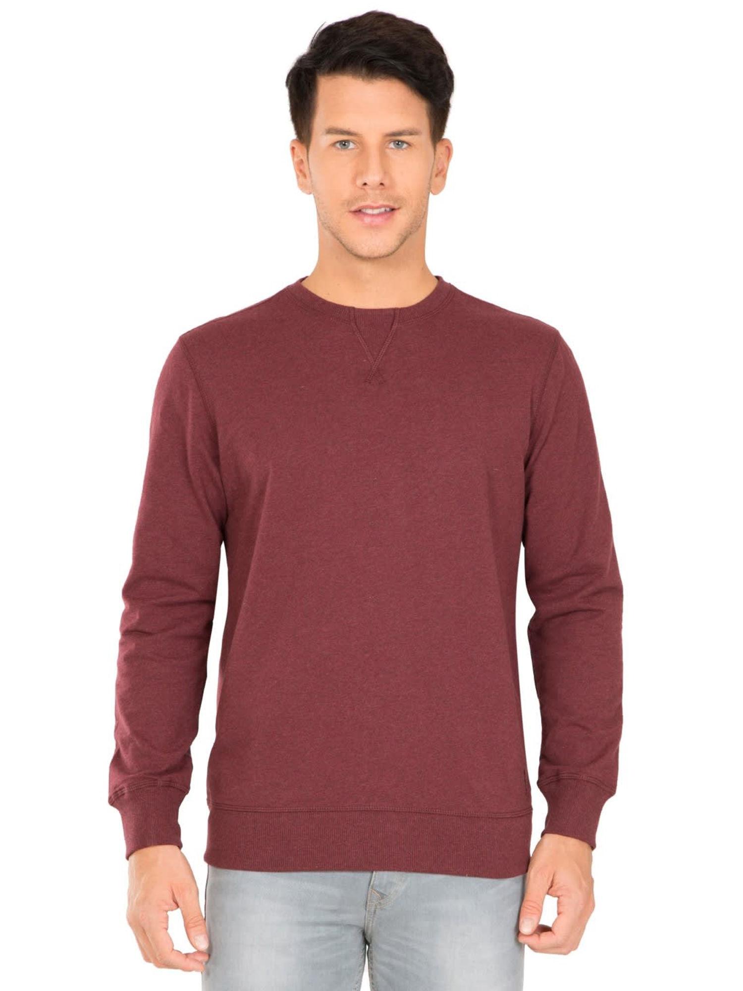 burgundy melange solid sweatshirt