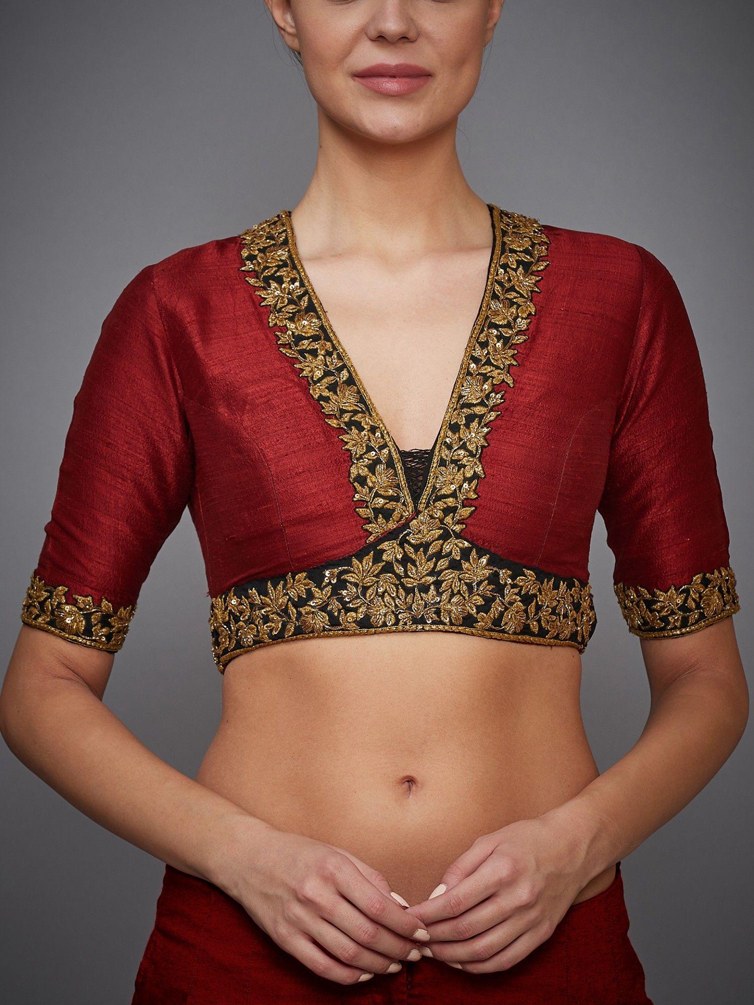 burgundy agora jasmine silk embroidered blouse