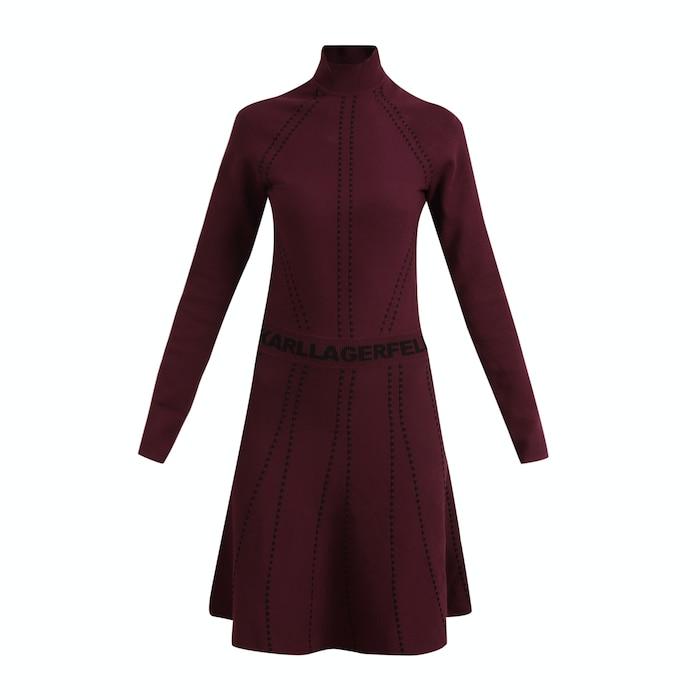 burgundy contrast stitch dress