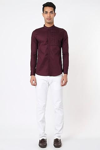 burgundy cotton shirt