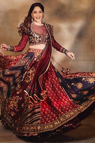 burgundy digital printed lehenga set