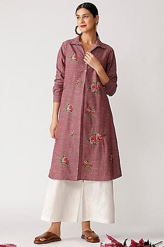 burgundy embroidered tunic