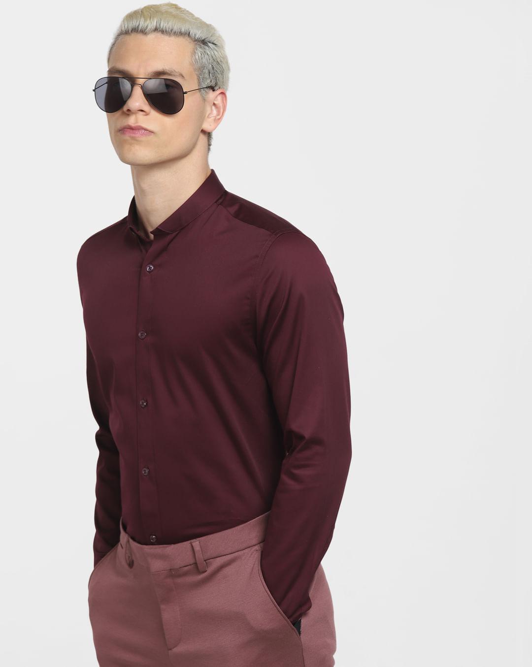 burgundy full sleeves shirt