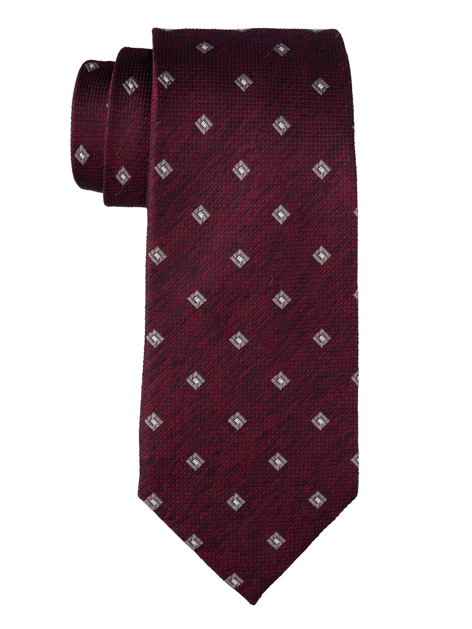 burgundy geo print silk tie