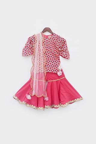 burgundy gota embroidered sharara set for girls