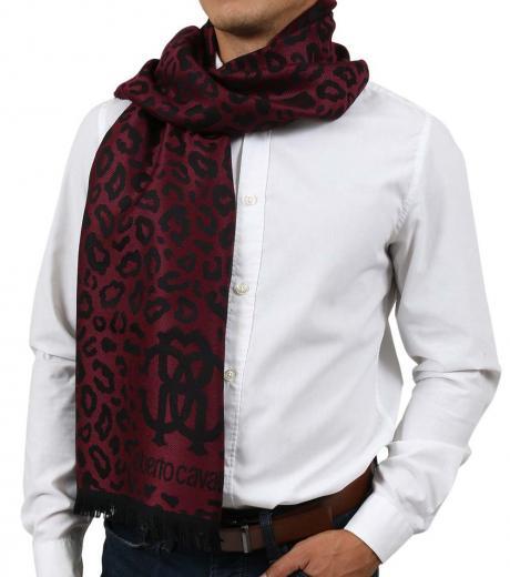 burgundy leopard print scarf
