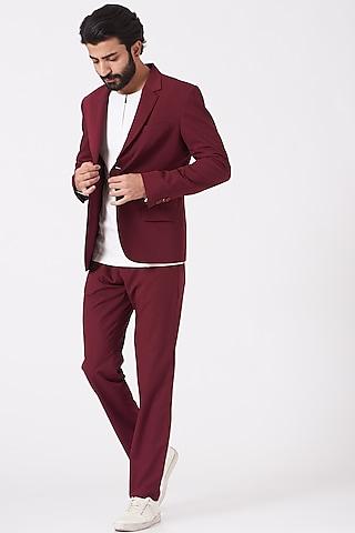 burgundy poly viscose trousers