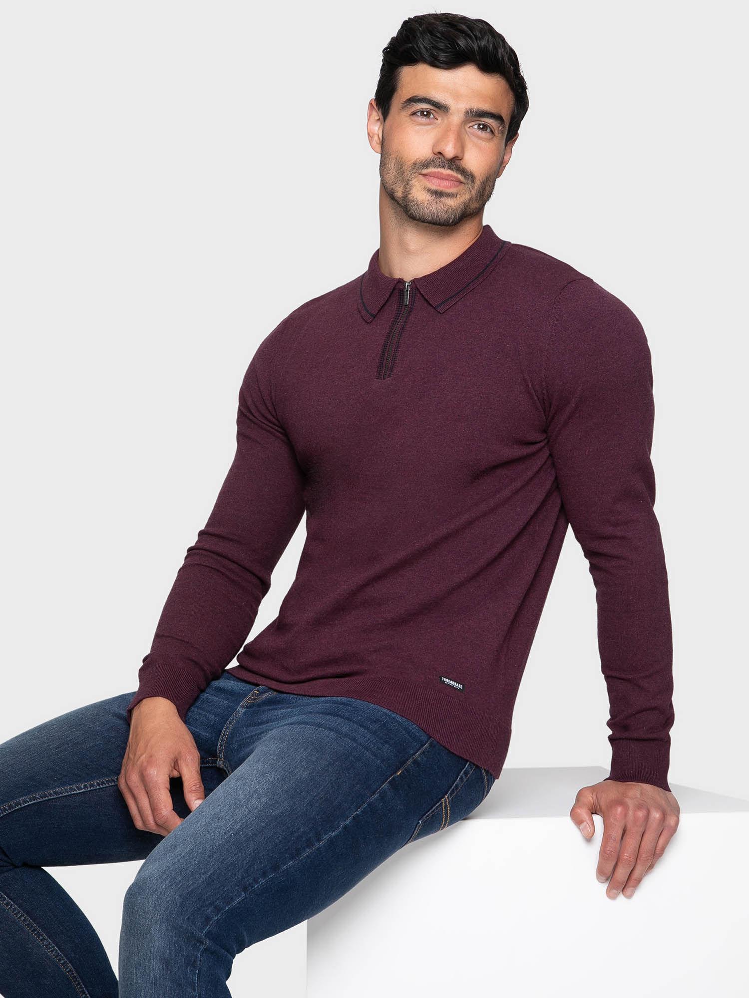 burgundy quarter zip polo jumper