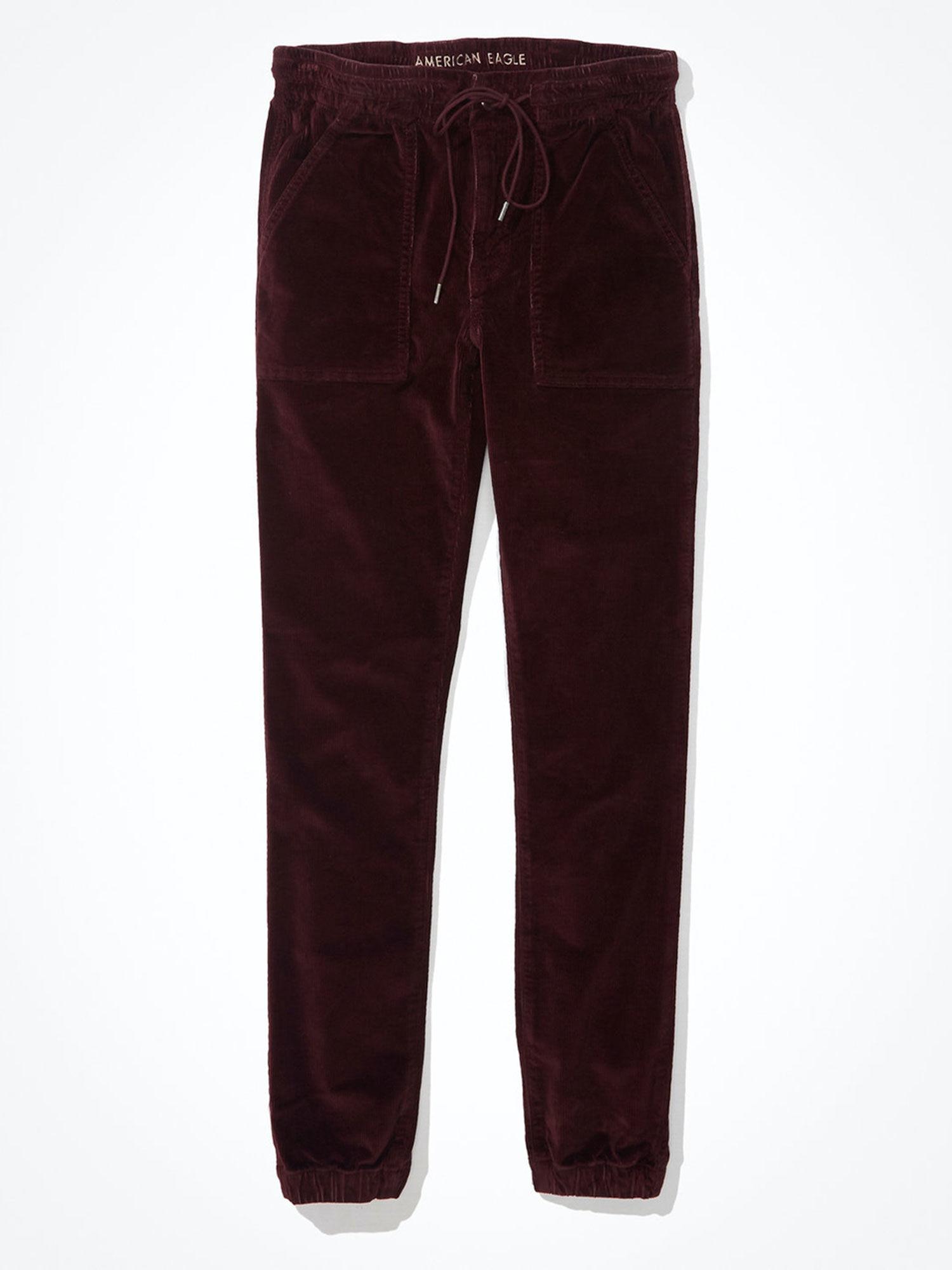 burgundy solid joggers