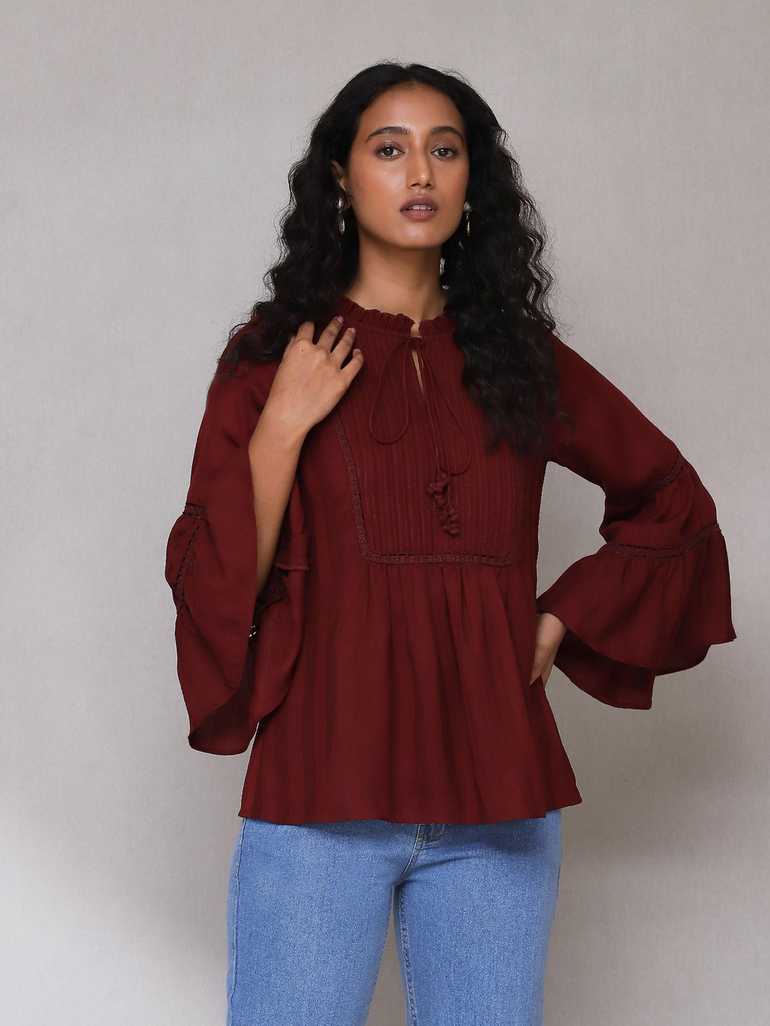 burgundy solid top