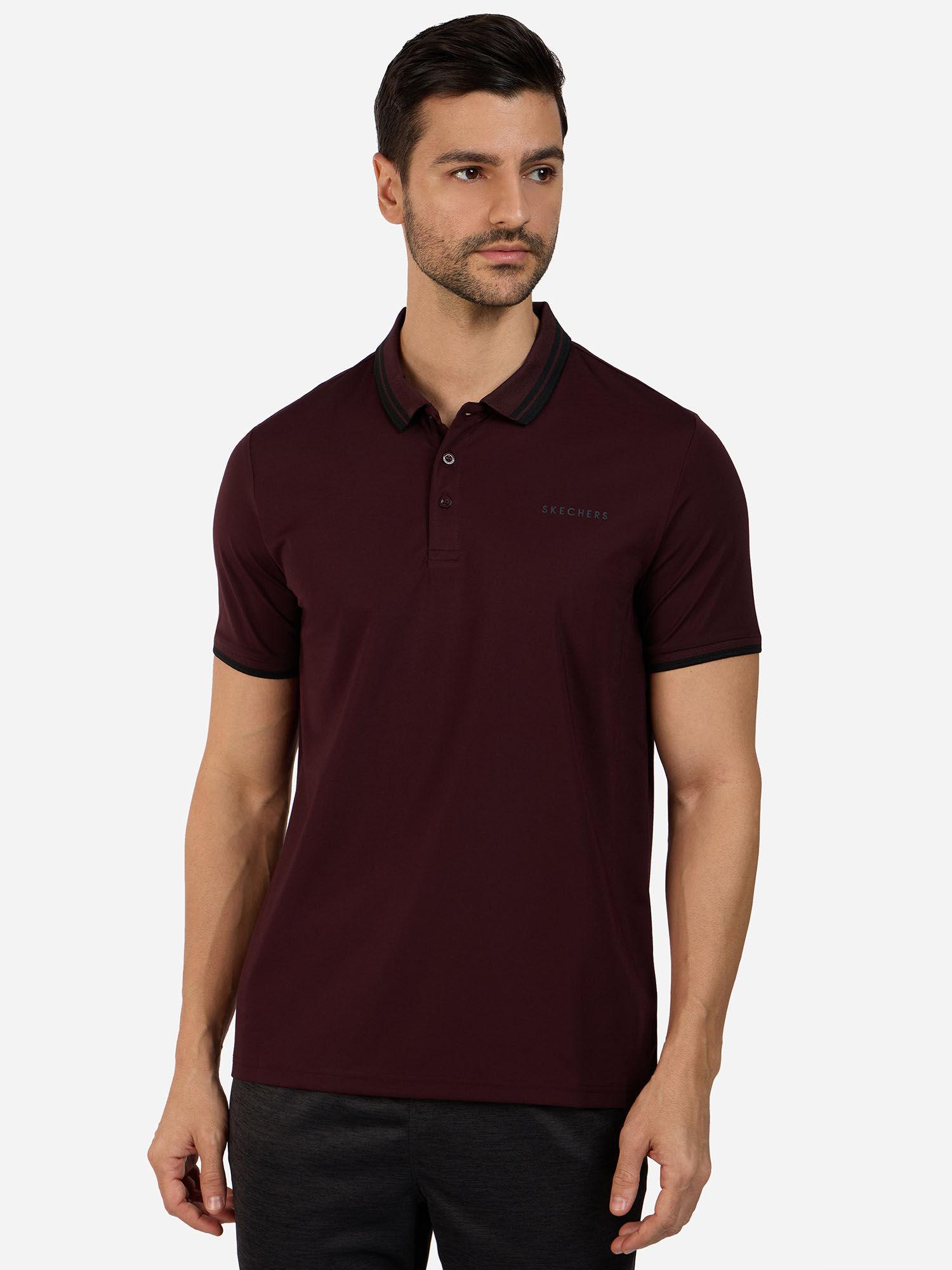 burgundy ss button down polo t-shirt