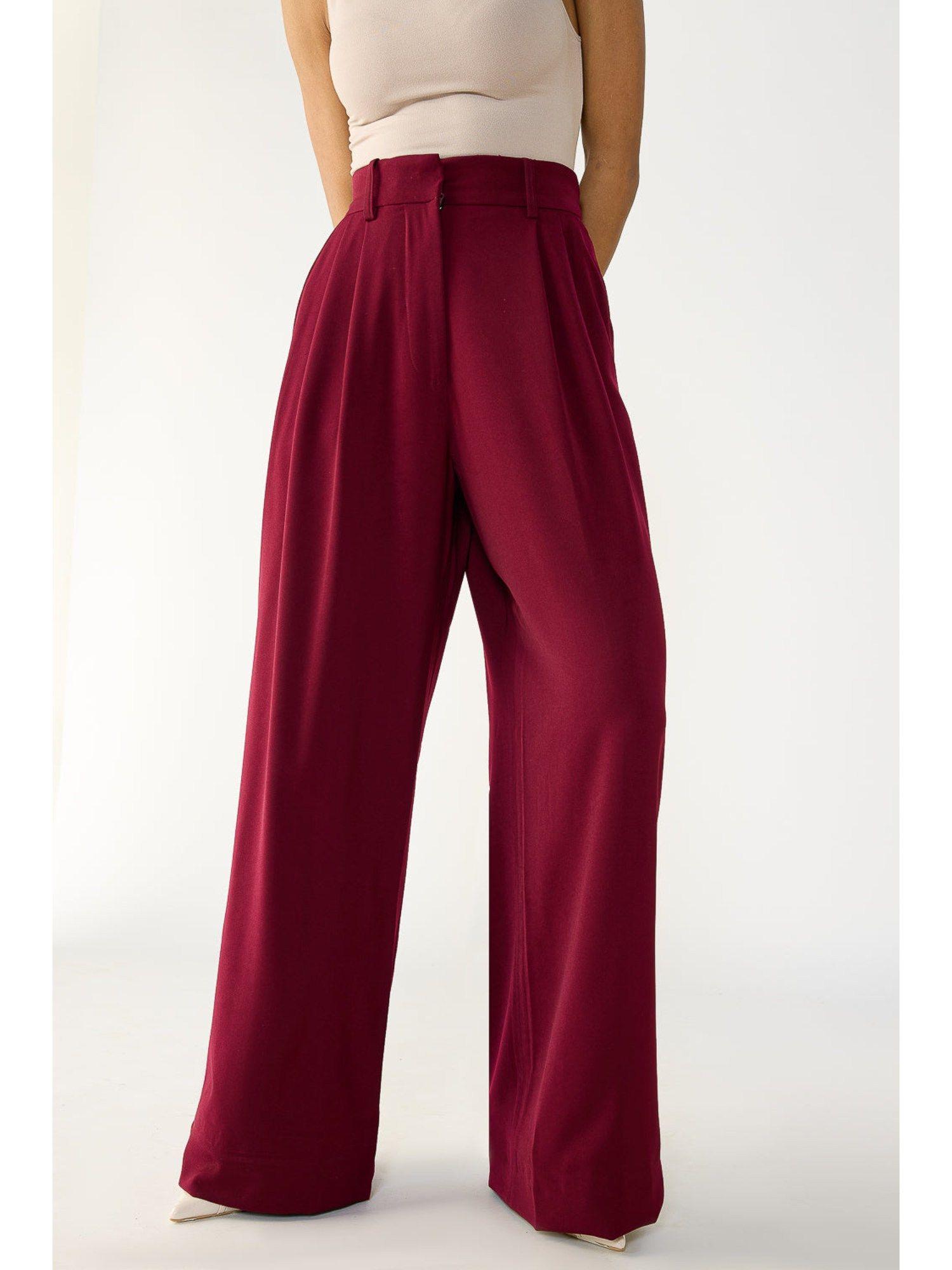 burnt burgundy adjustable korean trouser