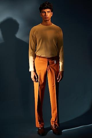burnt orange italian terry rayon suiting trousers
