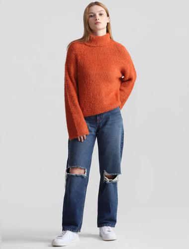 burnt orange turtleneck pullover