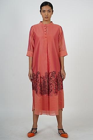 burnt peach embroidered tunic
