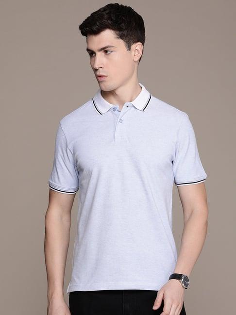 burnt umber light blue regular fit  polo t-shirt