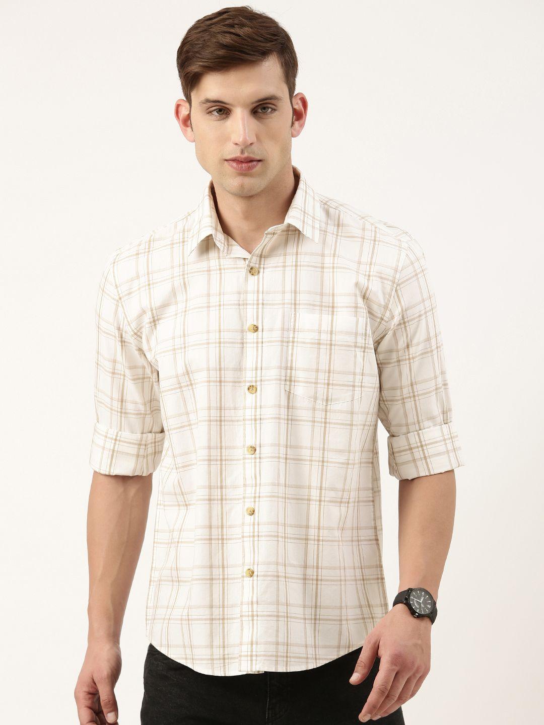 burnt umber standard opaque checked casual shirt