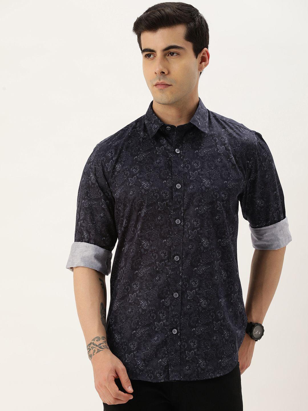 burnt umber standard printed regular fit casual shirt