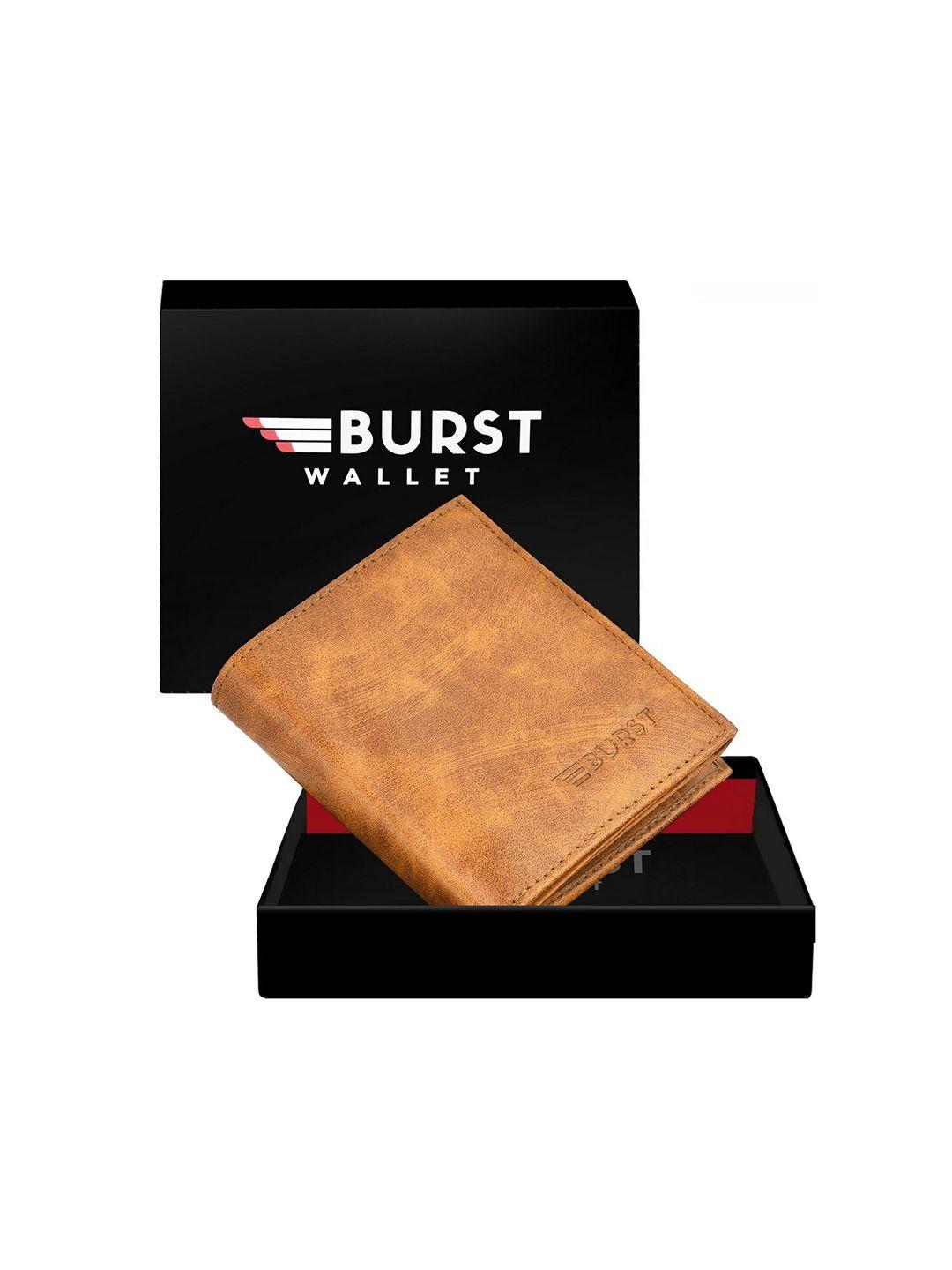 burst men beige two fold wallet with sim card holder
