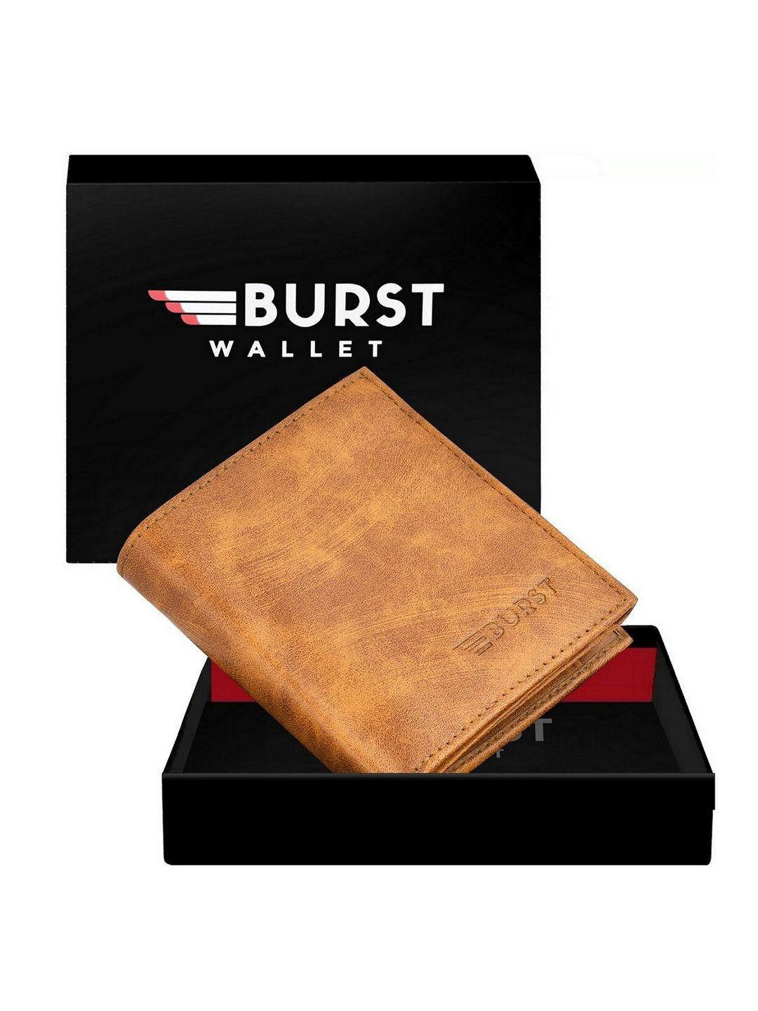 burst men beige two fold wallet