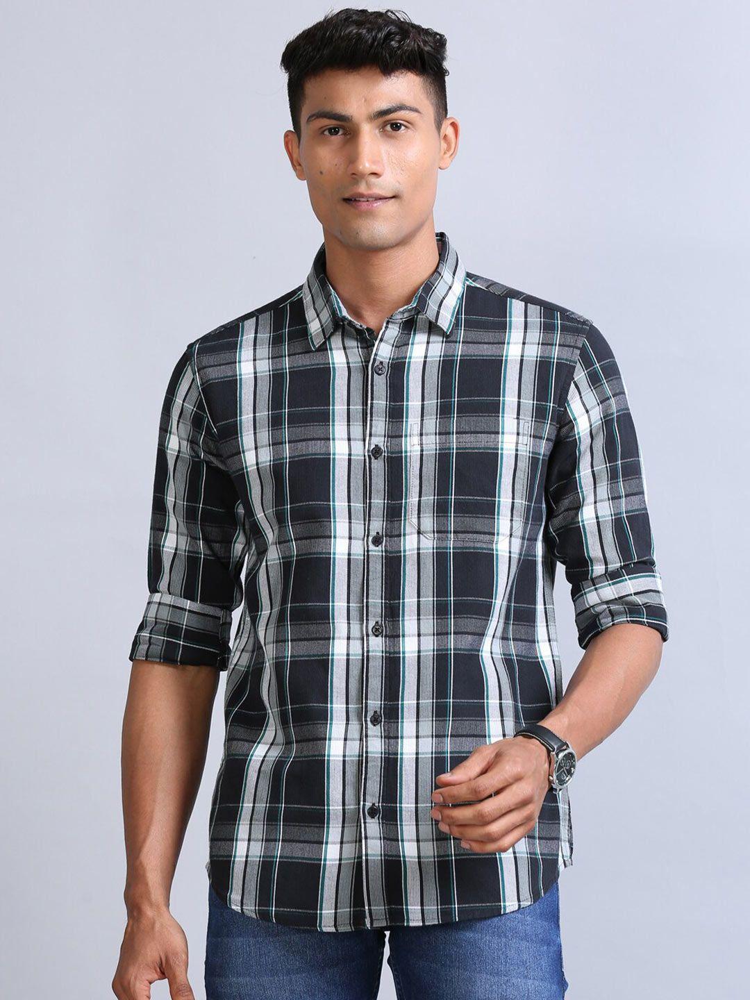 bushirt classic tartan checked corduroy weave pure cotton casual shirt