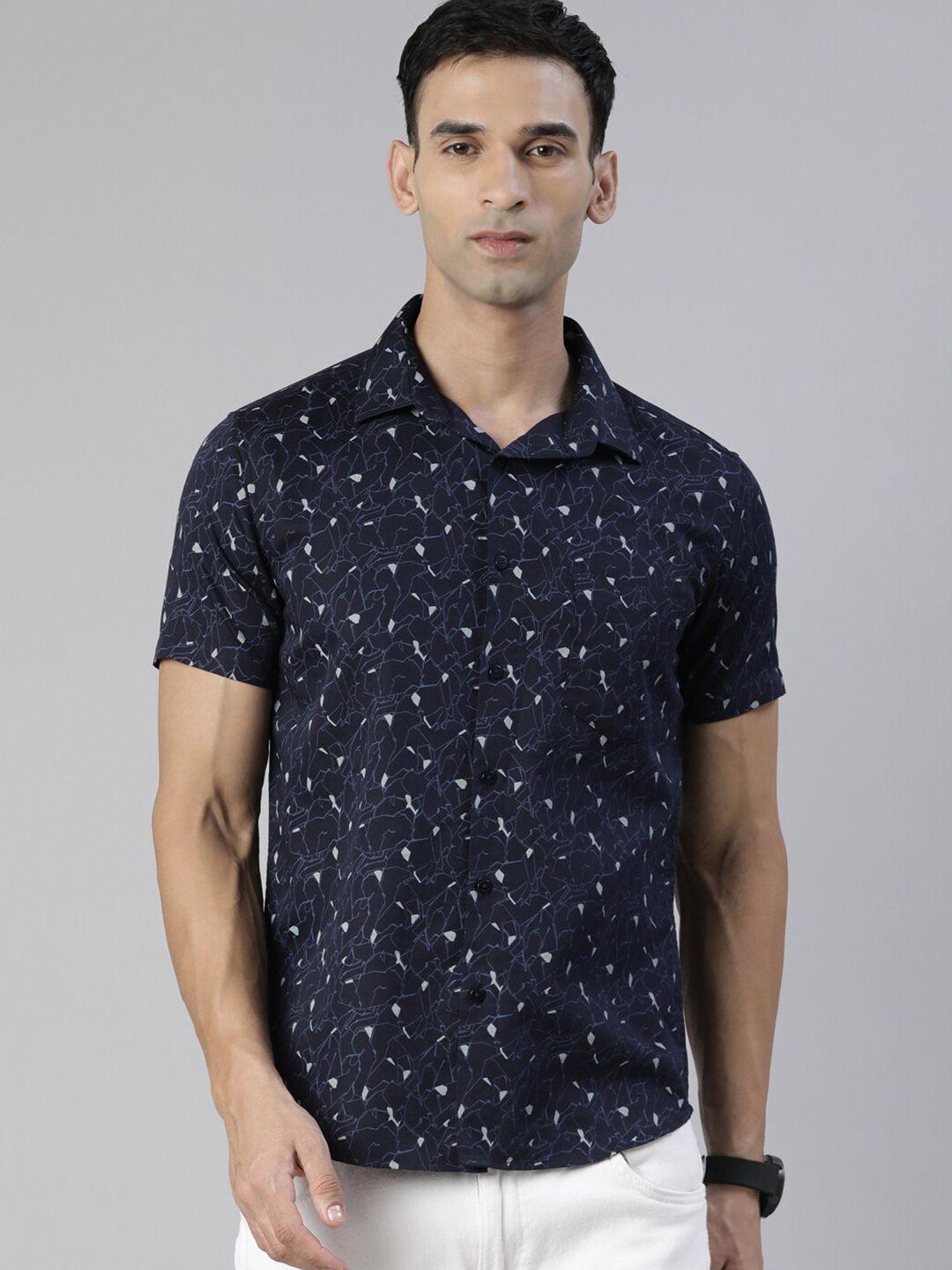 bushirt comfort abstract printed pure cotton casual shirt