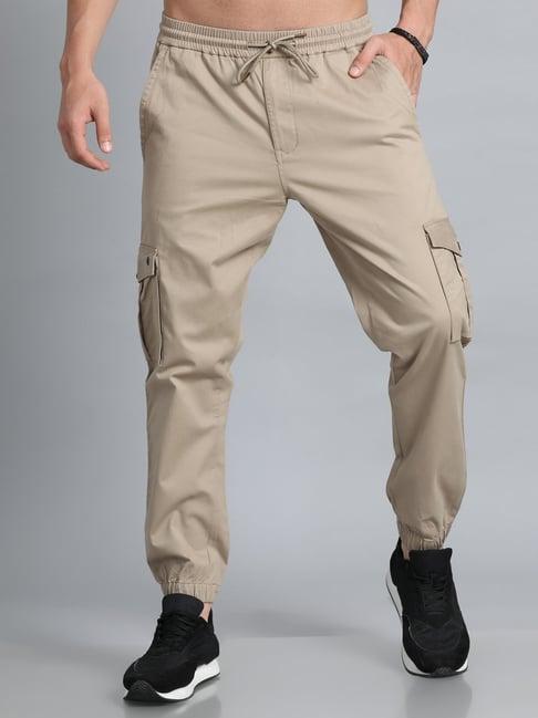 bushirt light khaki slim fit cotton cargo joggers