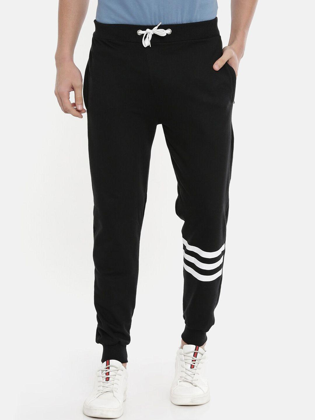 bushirt men black solid slim-fit joggers